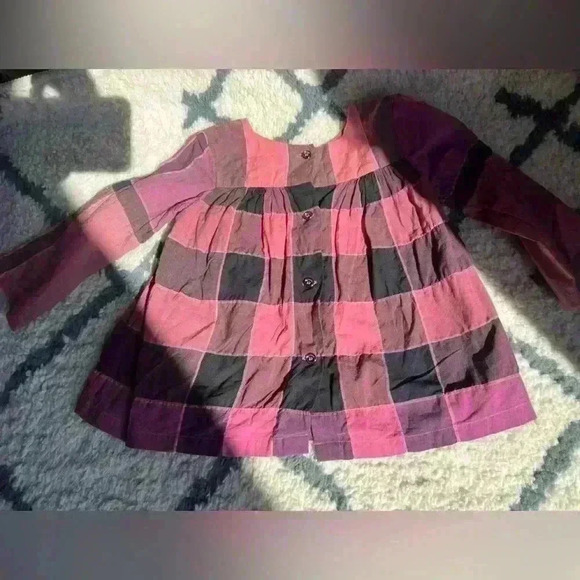 BURBERRY PINK DRESS Nova-check classic Burberry style infant 12 months - Picture 2 of 3